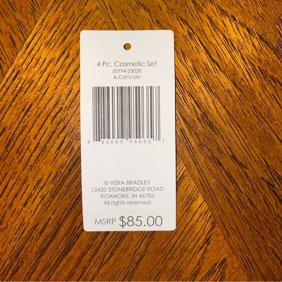 NWT Vera Bradley 4 pcs Cosmetics A Cat’s Life - Picture 6 of 6